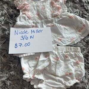 Nicole Miller White and Pink Diaper Cover Set